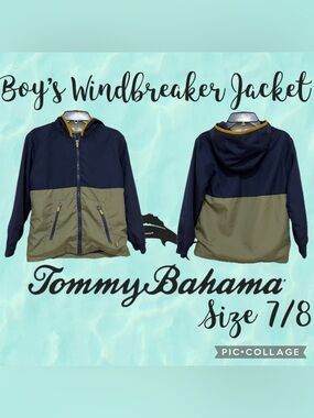 Boys Clothes Tommy Bahama Color Block Windbreaker Light Weight Jacket Size M 7/8